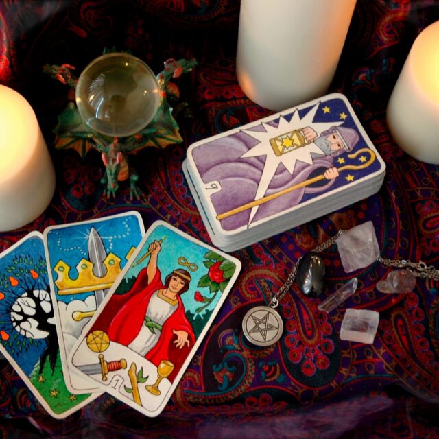 Tarot cards and candles